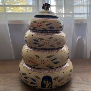 Temptations Old World Confetti Tiered Stackable Round Bowls 5pc Set